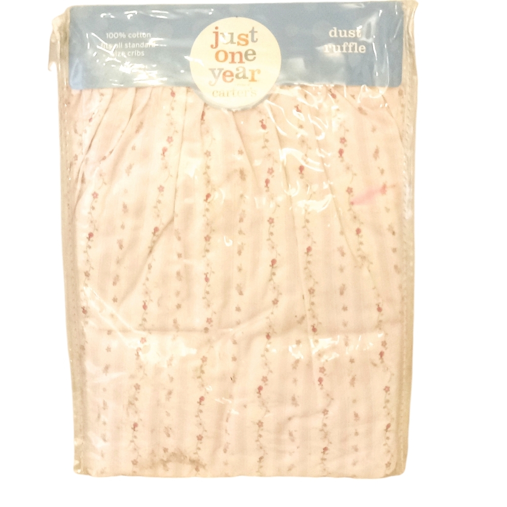 Carters Just One Year Pink Floral Dust Ruffle New In Package